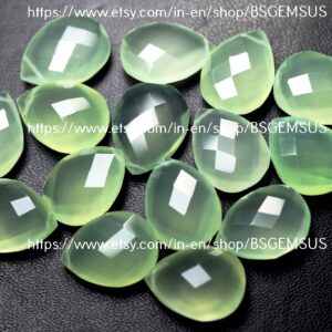 5 Matched Pair, Prehnite Chalcedony Faceted Pear Shape Briolettes,Size 12x16mm 5 Matched Pair, Prehnite Chalcedony Faceted Pear Shape Briolettes,Size 12x16mm