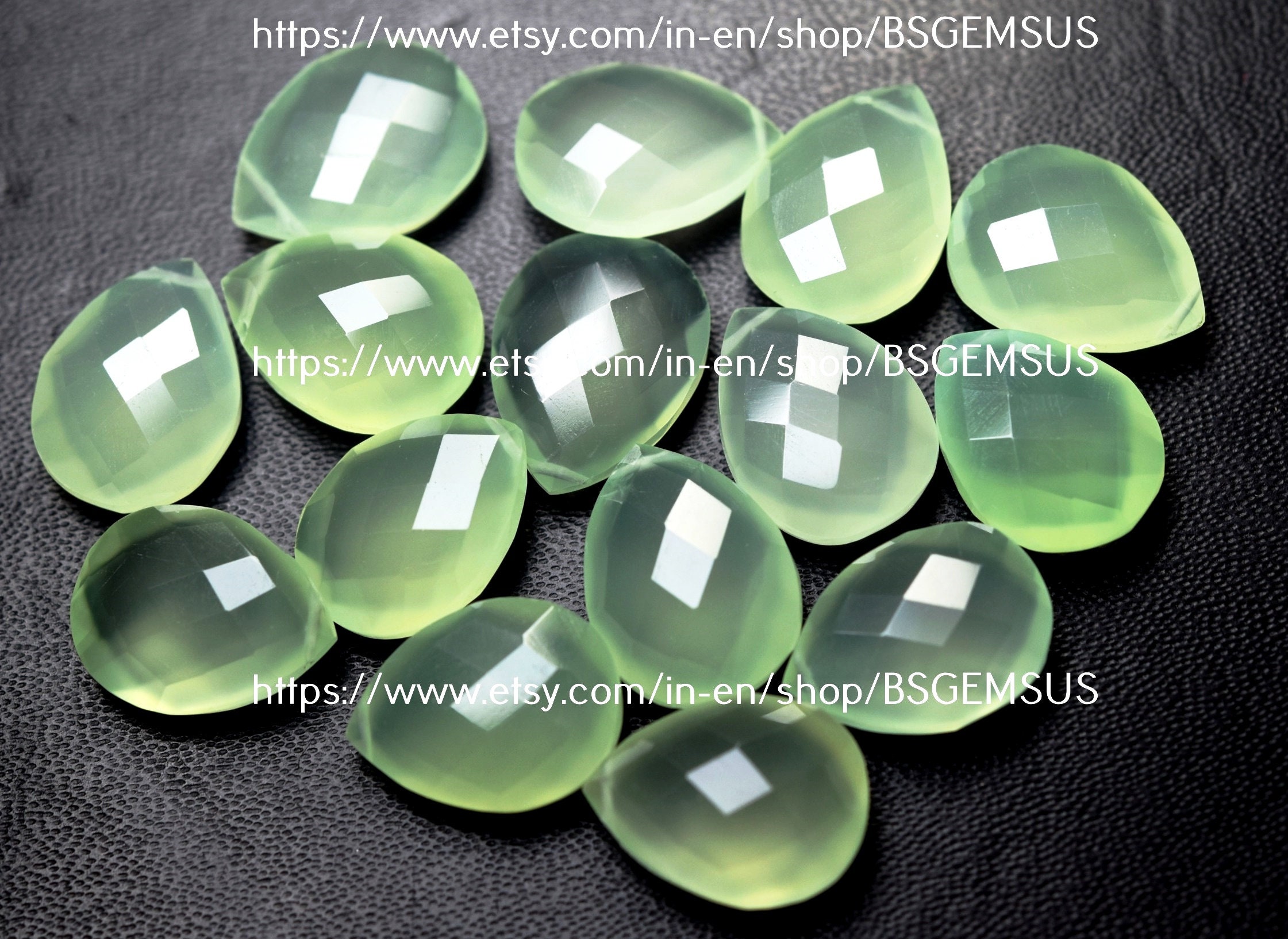 5 Matched Pair, Prehnite Chalcedony Faceted Pear Shape Briolettes,size 12x16mm
