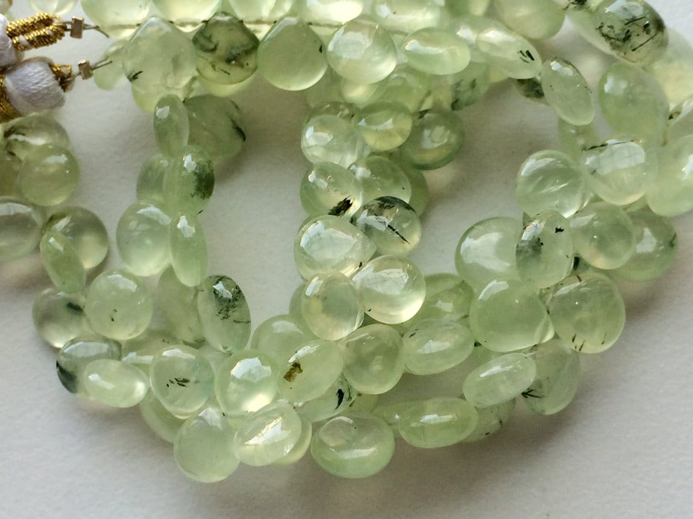 6-8mm Prehnite Plain Heart Beads, Green Prehnite Heart Briolettes, Prehnite Plain Heart Beads, Prehnite Gemstones For Jewelry (3.5in To 7in)