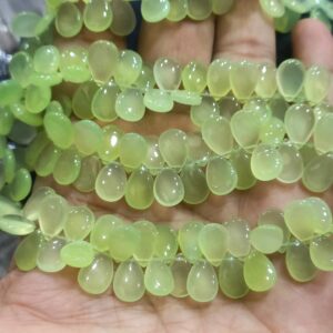 7 Inch Strand, Prehnite Chalcedony Smooth Pear Shape Briolettes,Size 8x12mm 7 Inch Strand, Prehnite Chalcedony Smooth Pear Shape Briolettes,Size 8x12mm