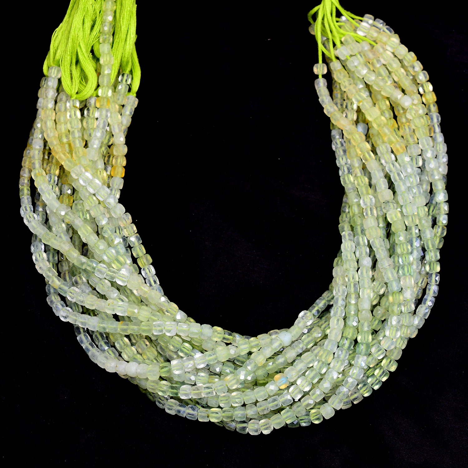 Aaa+ Prehnite 4mm Faceted Cube Beads | 13inch Strand | Multi Prehnite Semi Precious Gemstone 3d Box Fancy Loose Beads For Jewelry Making