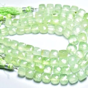 Beautiful Prehnite Cube Beads - 7.5 inches - Natural Faceted Prehnite Cube Box Briolettes Strand - Size is 7x8 - 9x10 mm #1433 Beautiful Prehnite Cube Beads - 7.5 inches - Natural Faceted Prehnite Cube Box Briolettes Strand - Size is 7x8 - 9x10 mm #1433