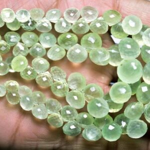 Beautiful Prehnite Onion Beads - 7 inches - Natural High Quality Prehnite Faceted Onion Briolettes Strand - Size is 6-10mm #825 Beautiful Prehnite Onion Beads - 7 inches - Natural High Quality Prehnite Faceted Onion Briolettes Strand - Size is 6-10mm #825