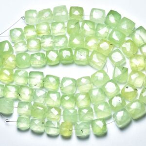 Big AAA Prehnite Cube Beads - 7 inches - Natural Faceted Prehnite Cube, Box Briolettes - Size is 7.5 - 10 mm #1460 Big AAA Prehnite Cube Beads - 7 inches - Natural Faceted Prehnite Cube, Box Briolettes - Size is 7.5 - 10 mm #1460