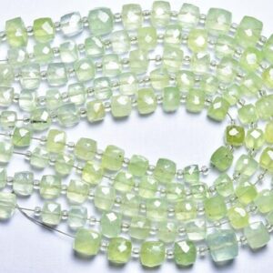 Prehnite Cube Beads - 7 inches - Natural Faceted Prehnite Cube,Box Briolettes Strand - Size is 5.5-6 mm #1465 Prehnite Cube Beads - 7 inches - Natural Faceted Prehnite Cube,Box Briolettes Strand - Size is 5.5-6 mm #1465
