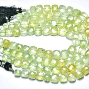 Prehnite Cube Beads - 7 inches - Natural Beautiful Faceted Prehnite Cube Box Briolettes Strand - Size is 7.5 - 10 mm #726 Prehnite Cube Beads - 7 inches - Natural Beautiful Faceted Prehnite Cube Box Briolettes Strand - Size is 7.5 - 10 mm #726