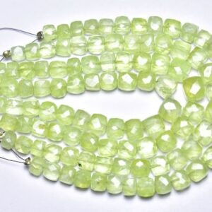 Prehnite Cube Beads - 7 inches - Natural Prehnite Faceted Cube,Box Briolettes Strand - Size is 6-7mm #381 Prehnite Cube Beads - 7 inches - Natural Prehnite Faceted Cube,Box Briolettes Strand - Size is 6-7mm #381