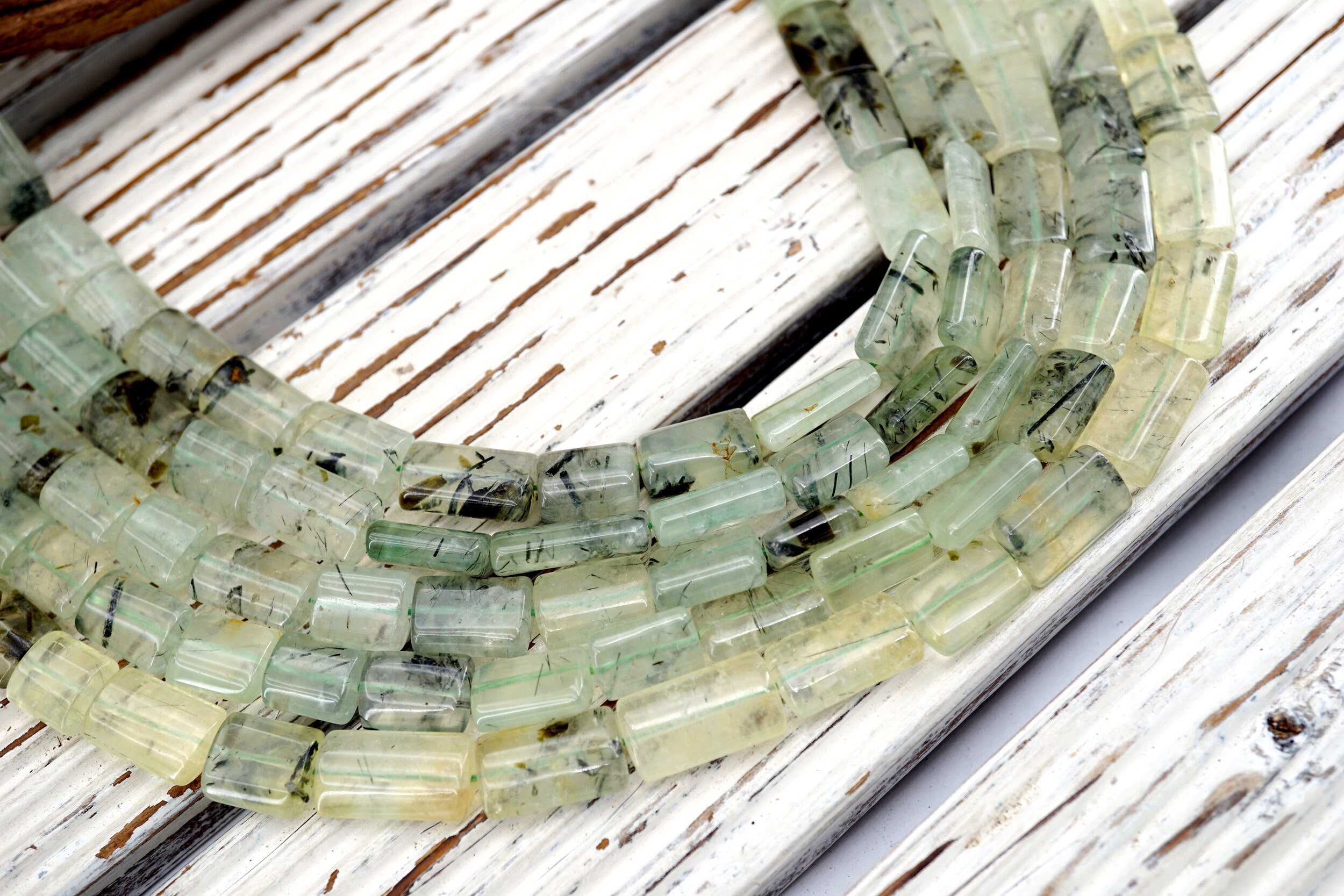 Prehnite With Ediporite Oval Cylinder Beads 7-10mm (etb01739) Unique Jewelry/vintage Jewelry/gemstone Necklace