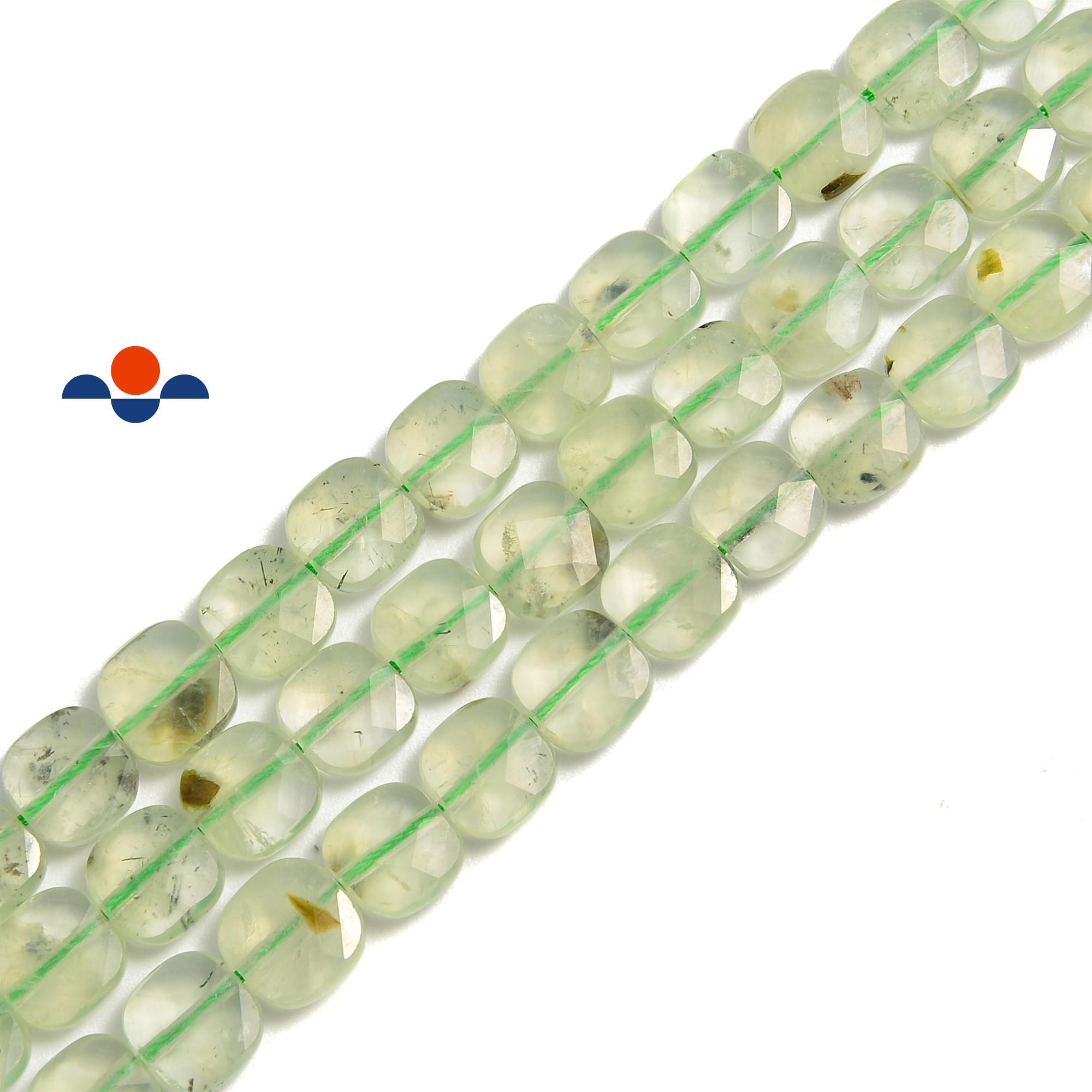 Prehnite Faceted Flat Square Beads 6mm 8mm 15.5" Strand