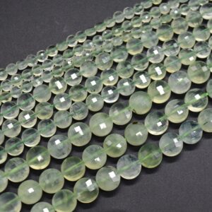 Prehnite Gemstone Faceted Coin Disc Beads - 4mm, 6mm, 8mm Sizes - 15" Strand Prehnite Gemstone Faceted Coin Disc Beads - 4mm, 6mm, 8mm Sizes - 15" Strand
