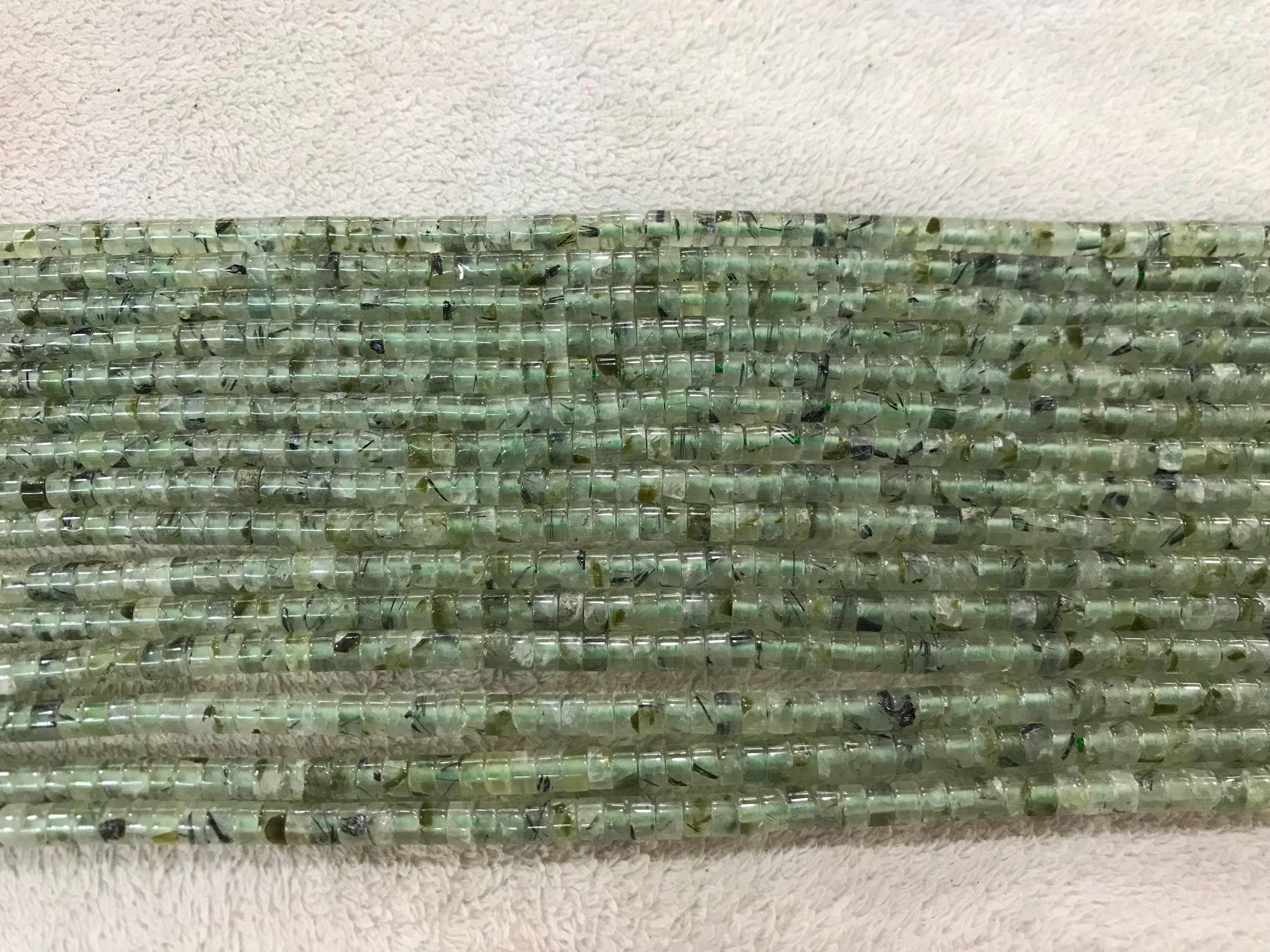 Genuine Prehnite 2x4mm Heishi Natural Green Gemstone Grade Ab Loose Beads 15inch Jewelry Supply Bracelet Necklace Material Support Wholesale
