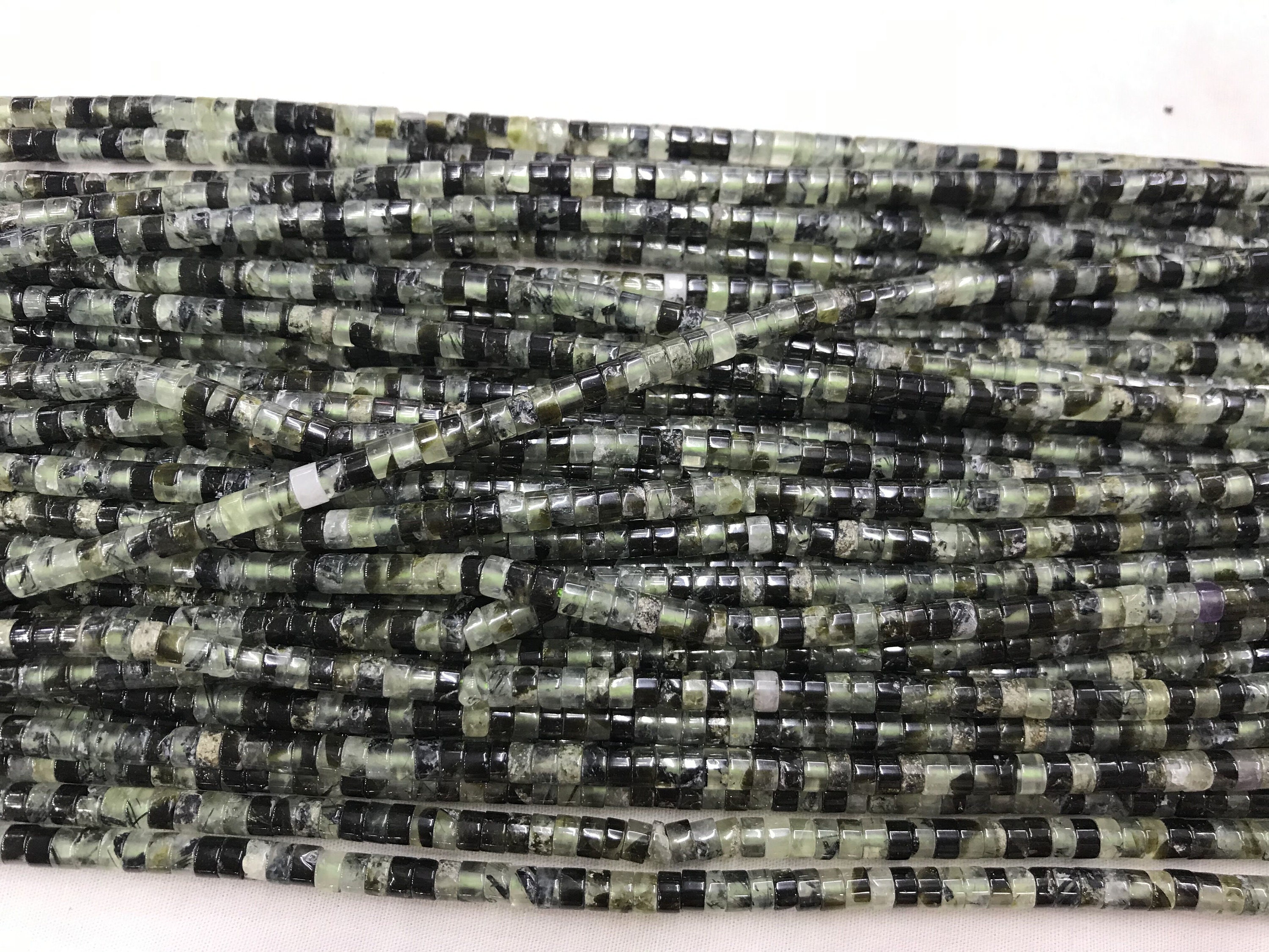 Genuine Prehnite 2x4mm Heishi Natural Green Gemstone Grade B Loose Beads 15inch Jewelry Supply Bracelet Necklace Material Support Wholesale