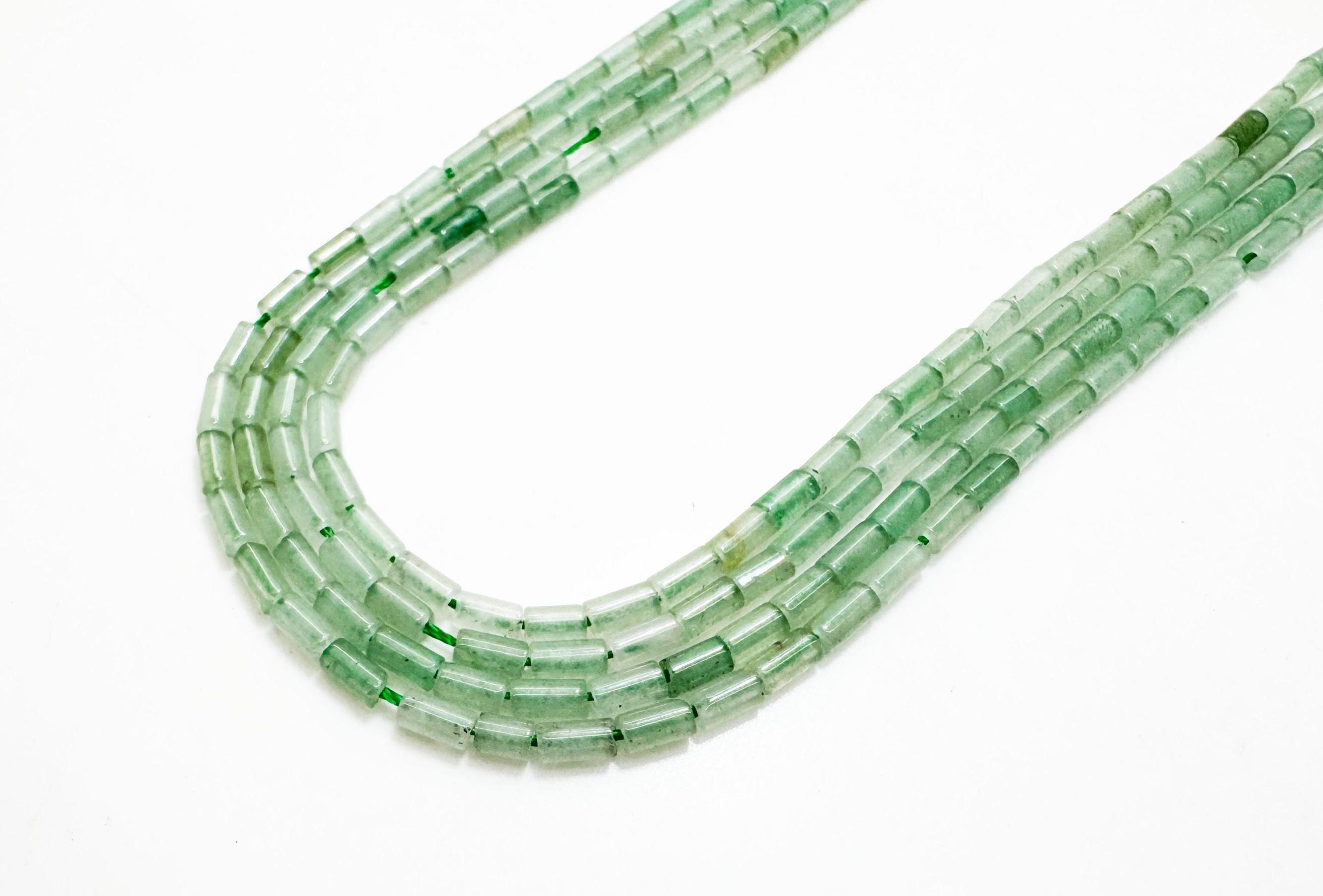Green Prehnite Tube Beads 4x2mm | Natural Prehnite Heishi Tube Beads | Pale Green Gemstone Beads | 15” Strand Jewelry Making Supplies - Rd08