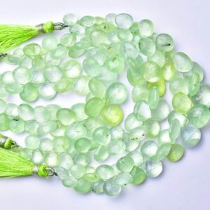 Prehnite Heart Briolette Beads - 6.5 Inches - Beautiful Faceted High Quality Prehnite Heart Beads Briolette - Size Is 8- 11mm #2250 Prehnite Heart Briolette Beads - 6.5 Inches - Beautiful Faceted High Quality Prehnite Heart Beads Briolette - Size Is 8- 11mm #2250