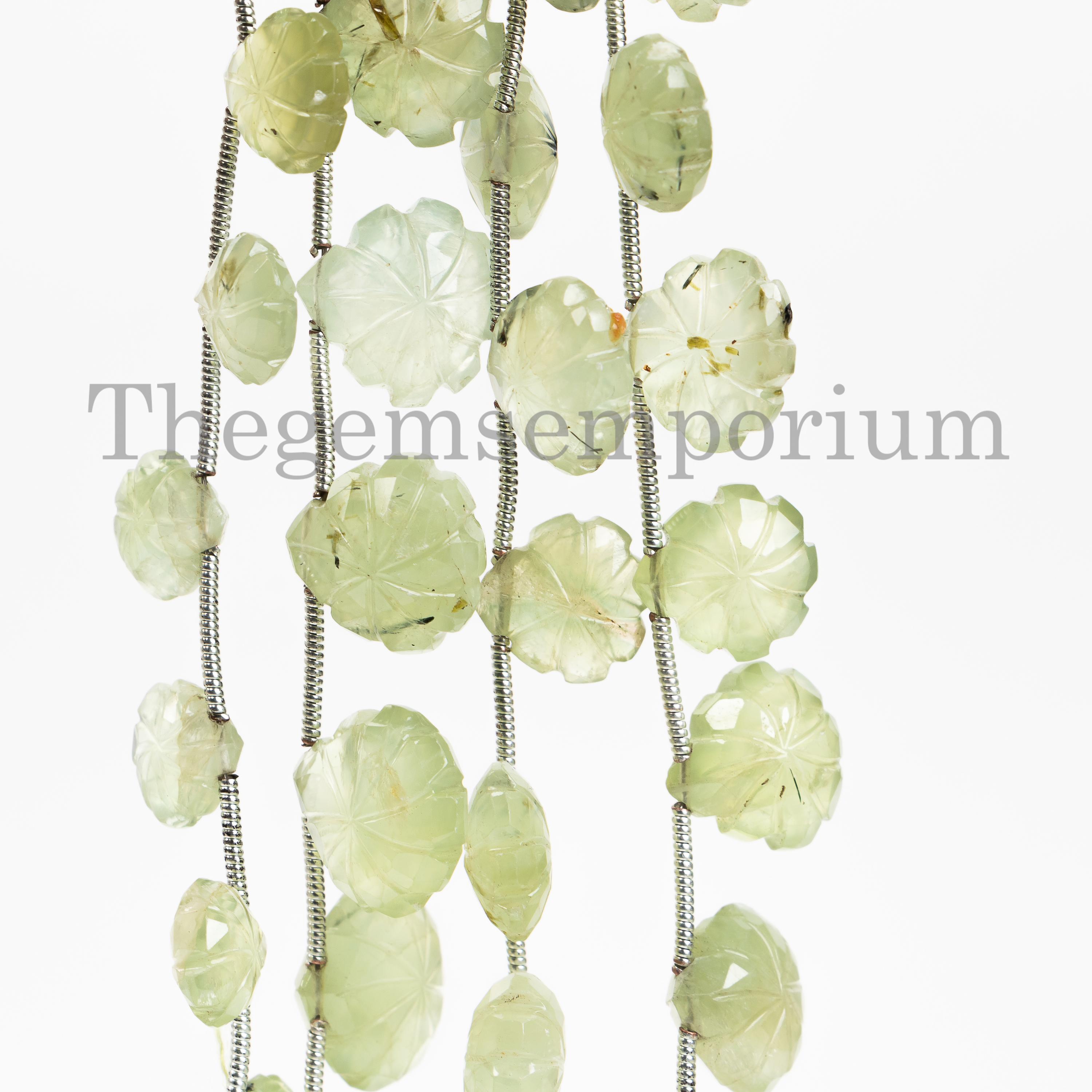 Prehnite Heart Shape Carving Beads, Necklace Making Gemstone Carving Beads, Healing Crystals Loose Heart Beads, Wholesale Bulk Suppliers