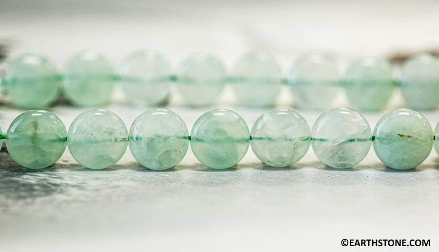 Prehnite 12mm Puffy Dime Beads 16" Strand