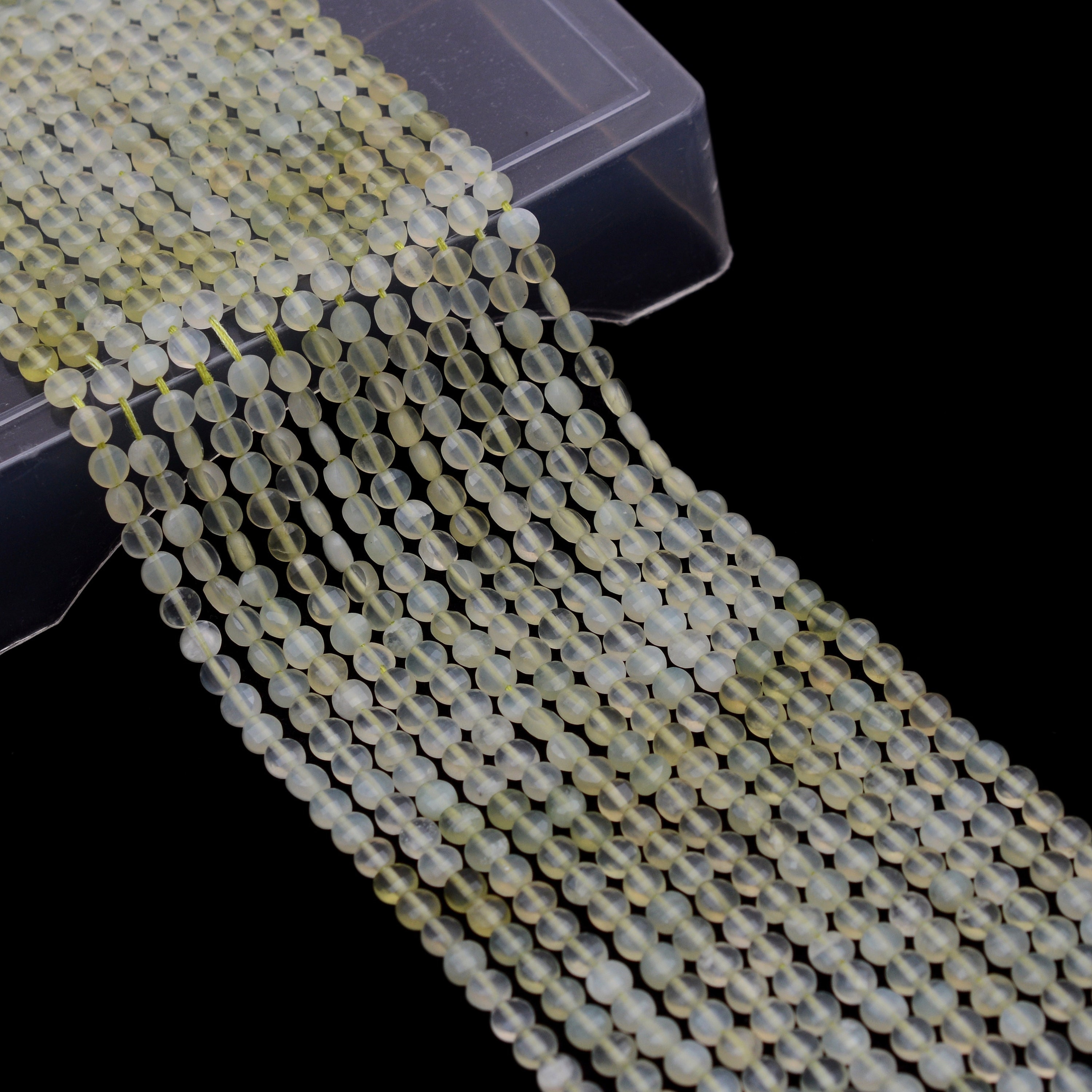 Multi Prehnite Gemstone 4mm Briolette Coin Faceted Beads | 13inch Strand | Natural Prehnite Semi Precious Gemstone Loose Fancy Coin Beads