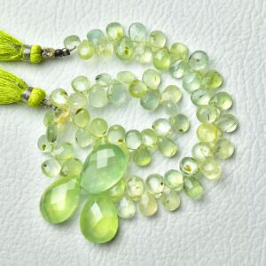Natural Prehnite Briolettes 5x6mm To 11x15mm Faceted Pear Briolettes Gemstone Beads Rare Prehnite Beads Strand 8 Inches Strand No5321 Natural Prehnite Briolettes 5x6mm To 11x15mm Faceted Pear Briolettes Gemstone Beads Rare Prehnite Beads Strand 8 Inches Strand No5321