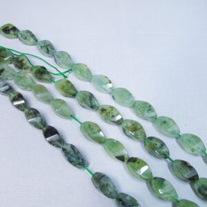 Natural prehnite faceted spiral barrel beads. Green gemstone beads 8x16mm. Healing stone beads Natural prehnite faceted spiral barrel beads. Green gemstone beads 8x16mm. Healing stone beads