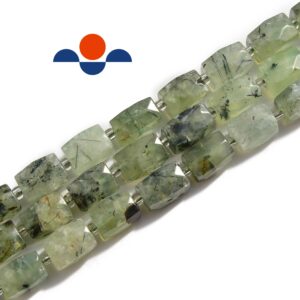 Natural Prehnite Faceted Rectangle Cylinder Tube Beads 12x16mm 15.5" Strand