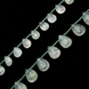 Natural Green Prehnite Smooth Teardrop Top Drill Beads 8x12mm 10x15mm 15.5" Strd Natural Green Prehnite Smooth Teardrop Top Drill Beads 8x12mm 10x15mm 15.5" Strd