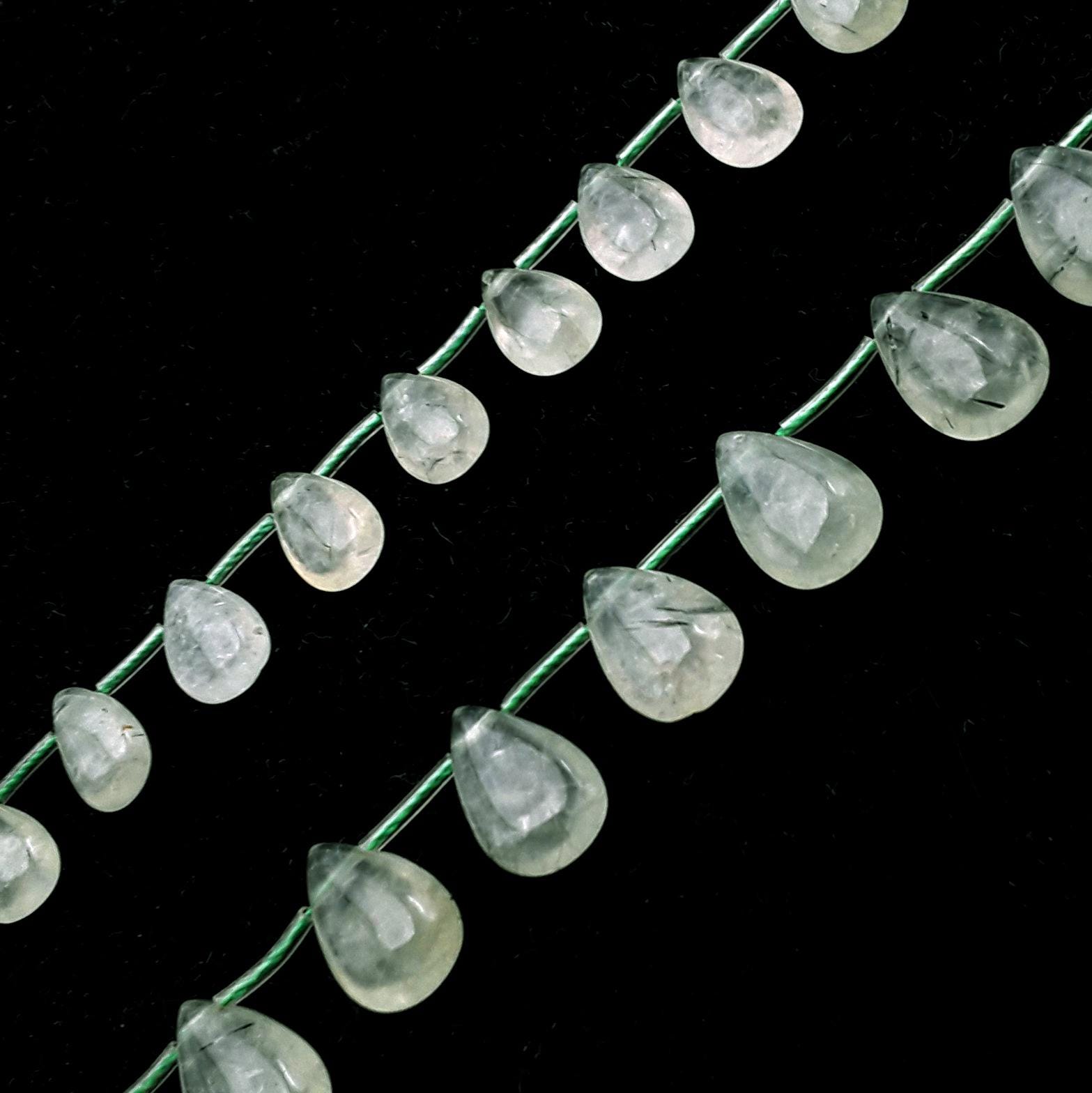 Natural Green Prehnite Smooth Teardrop Top Drill Beads 8x12mm 10x15mm 15.5" Strd Natural Green Prehnite Smooth Teardrop Top Drill Beads 8x12mm 10x15mm 15.5" Strd