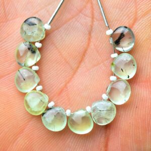 Natural Prehnite Heart Beads 8mm Smooth Heart Shape Briolettes Calibrated Gemstone Beads Superb Prehnite Beads For Earring Making No3573 Natural Prehnite Heart Beads 8mm Smooth Heart Shape Briolettes Calibrated Gemstone Beads Superb Prehnite Beads For Earring Making No3573