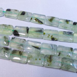 Natural prehnite rectangle beads 13x18mm. Green prehnite gemstone beads. DIY loose beads. Vintage stock from 2000' Natural prehnite rectangle beads 13x18mm. Green prehnite gemstone beads. DIY loose beads. Vintage stock from 2000'