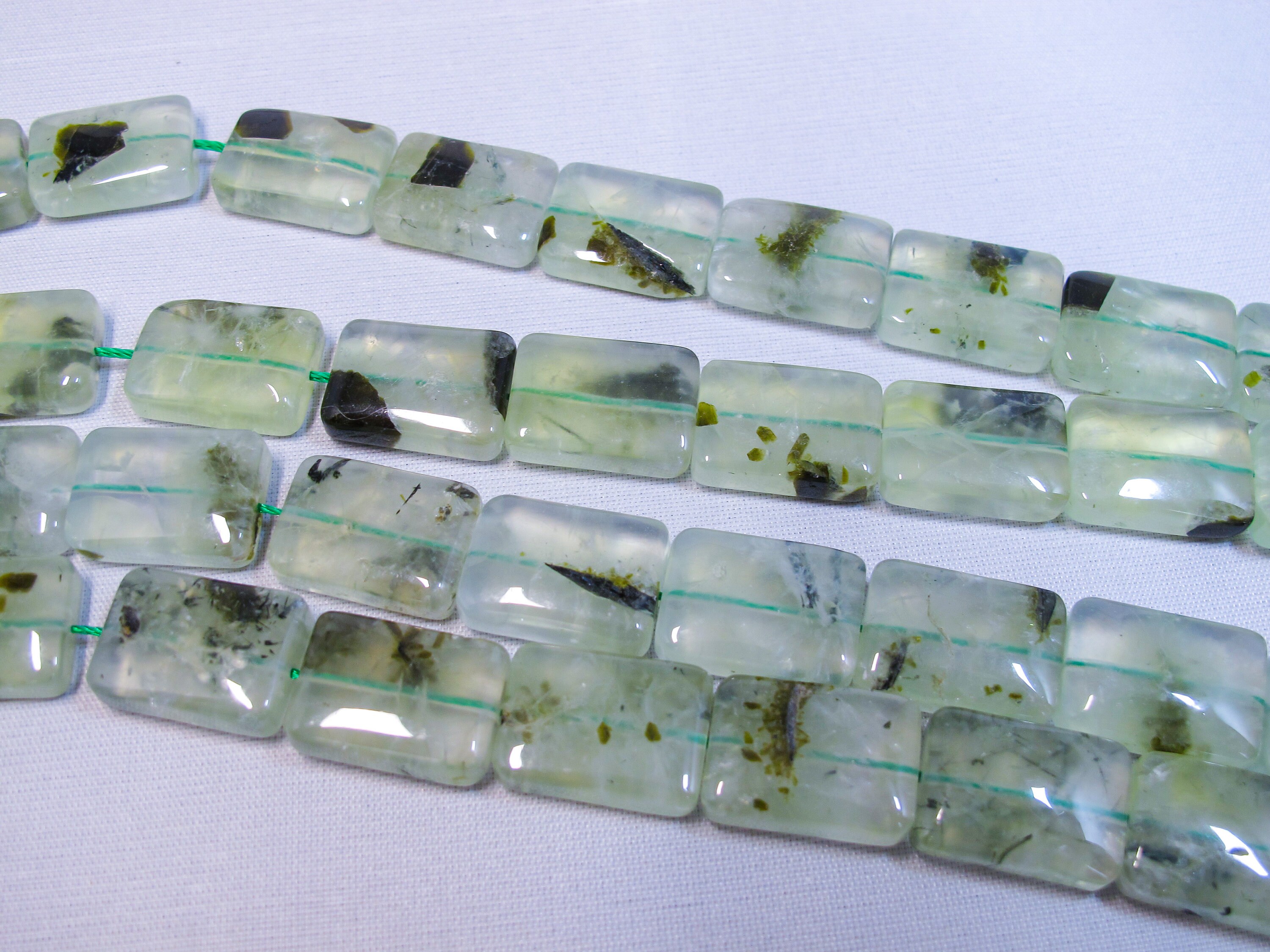 Natural Prehnite Rectangle Beads 13x18mm. Green Prehnite Gemstone Beads. Diy Loose Beads. Vintage Stock From 2000' Natural Prehnite Rectangle Beads 13x18mm. Green Prehnite Gemstone Beads. Diy Loose Beads. Vintage Stock From 2000'