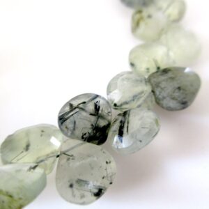 Natural Prehnite Rutilated Faceted Heart Briolettes, Green Prehnite Heart Briolette Beads, Rutilated Prehnite Heart Beads, 9.5mm, GDS1088 Natural Prehnite Rutilated Faceted Heart Briolettes, Green Prehnite Heart Briolette Beads, Rutilated Prehnite Heart Beads, 9.5mm, GDS1088