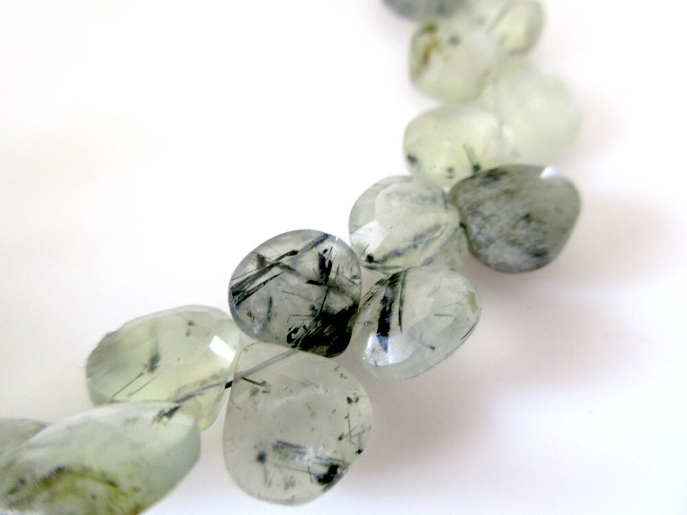 Natural Prehnite Rutilated Faceted Heart Briolettes, Green Prehnite Heart Briolette Beads, Rutilated Prehnite Heart Beads, 9.5mm, Gds1088 Natural Prehnite Rutilated Faceted Heart Briolettes, Green Prehnite Heart Briolette Beads, Rutilated Prehnite Heart Beads, 9.5mm, Gds1088