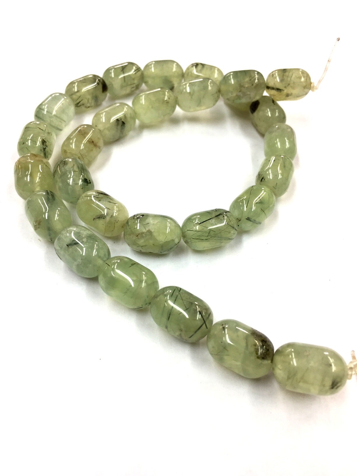 Natural Stone Prehnite Smooth Tube Beads 10mm Fancy Shape Gemstone Beads 16" Strand