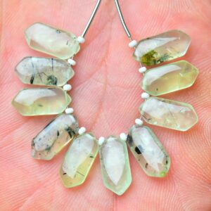 Natural Tourmalinated Prehnite Beads 7x15mm Smooth Fancy Briolette Beads Gemstone Pair For Earring Making Prehnite Beads For Jewelry No4689 Natural Tourmalinated Prehnite Beads 7x15mm Smooth Fancy Briolette Beads Gemstone Pair For Earring Making Prehnite Beads For Jewelry No4689