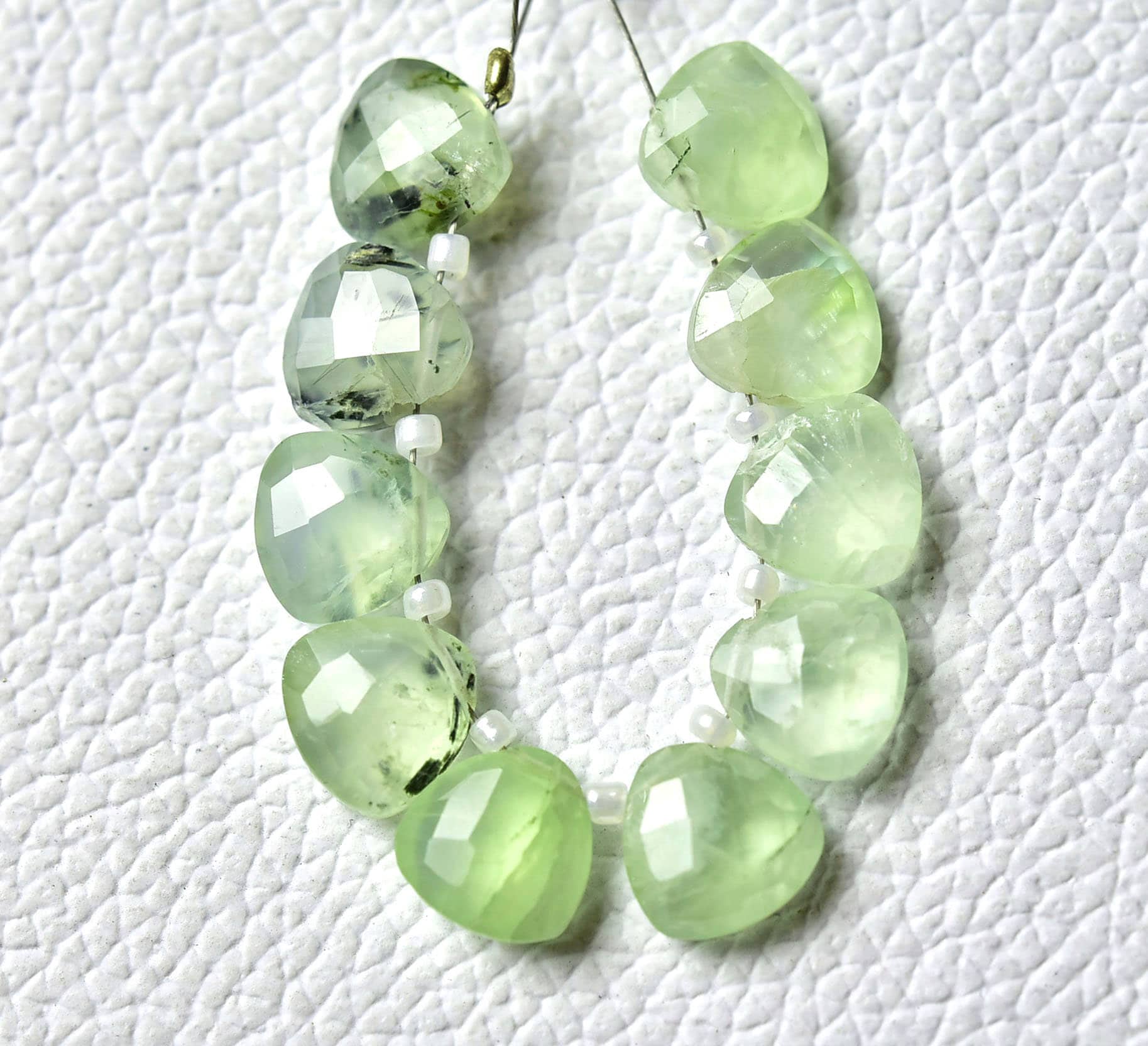 Natural Prehnite Trillion Beads 9mm Faceted Trillion Shape Briolettes Gemstone Calibrated Stones Beads Superb Prehnite Beads 6,8,10no4985