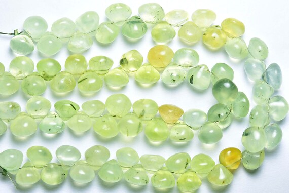Prehnite Onion Beads - 7 Inches - Natural Prehnite Smooth Onion Briolettes Strand - Size Is 7.5-8 Mm #1480