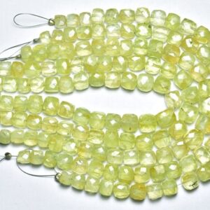 Rare Yellow Prehnite Cube Beads - 7 inches - Natural Prehnite Faceted Cube,Box Beads Strand - Size is 6-7.50mm #434 Rare Yellow Prehnite Cube Beads - 7 inches - Natural Prehnite Faceted Cube,Box Beads Strand - Size is 6-7.50mm #434