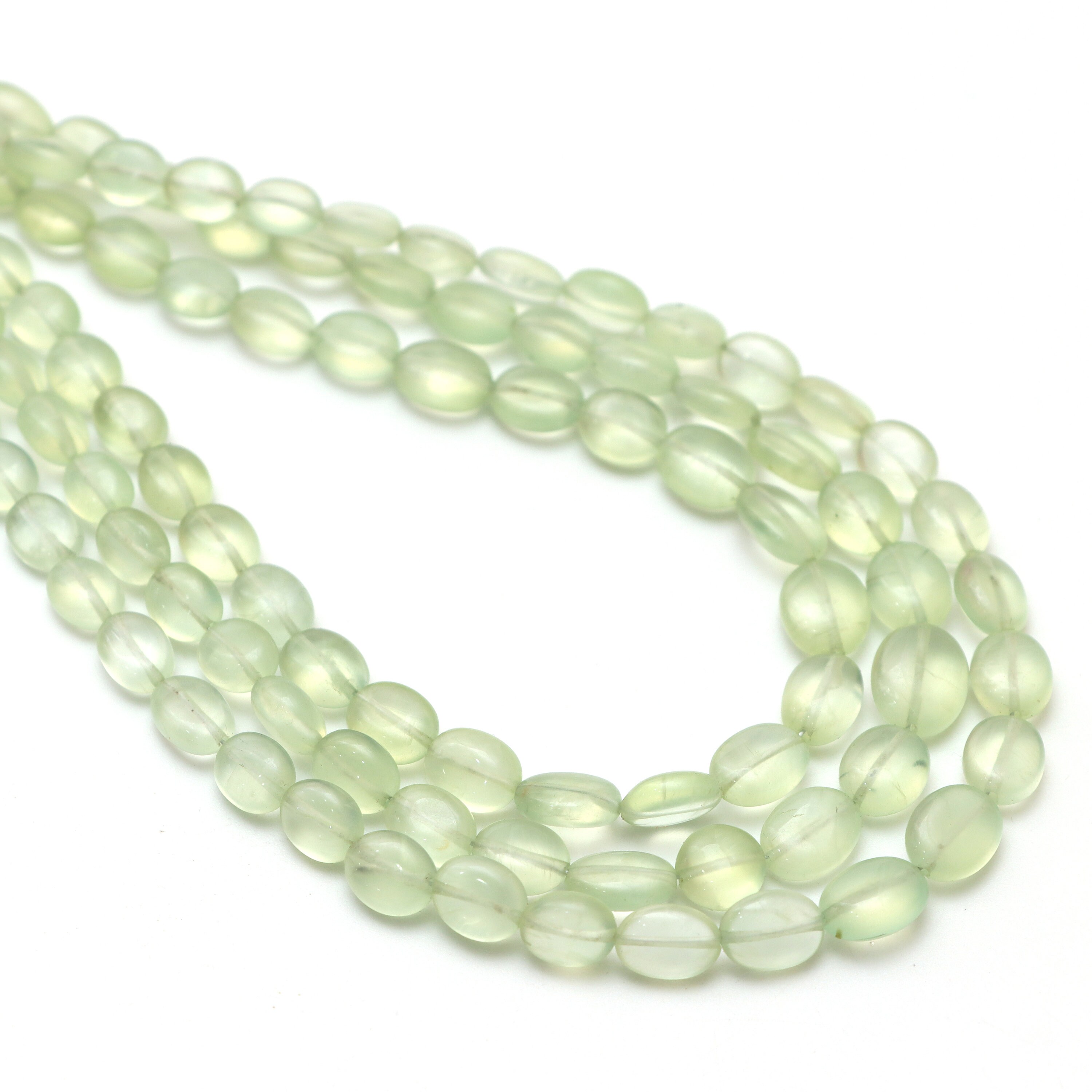 Prehnite Smooth Oval Beads, 4.5x6 Mm To 7.5x9.5 Mm, Prehnite Jewelry Making Beads, 8 Inches / 18 Inches Full Strand, Price Per Strand