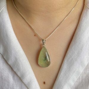 Prehnite Pendant / 925 Sterling Silver Pendant / Healing Gemstone / Gifts For Her / Pear Cab / Prehnite Jewelry / Statement Pendant Prn-p-8.