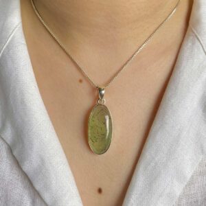 Prehnite Pendant / 925 Sterling Silver Pendant / Healing Gemstone / Gift For Her / Oval Cab / Prehnite Jewelry / Statement Pendant Prn-p-22.