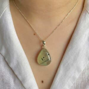 Prehnite Pendant / 925 Sterling Silver / Healing Gemstone / Gift For Her / Pear Cab / Natural Prehnite Jewelry / Statement Pendant Prn-p-11.