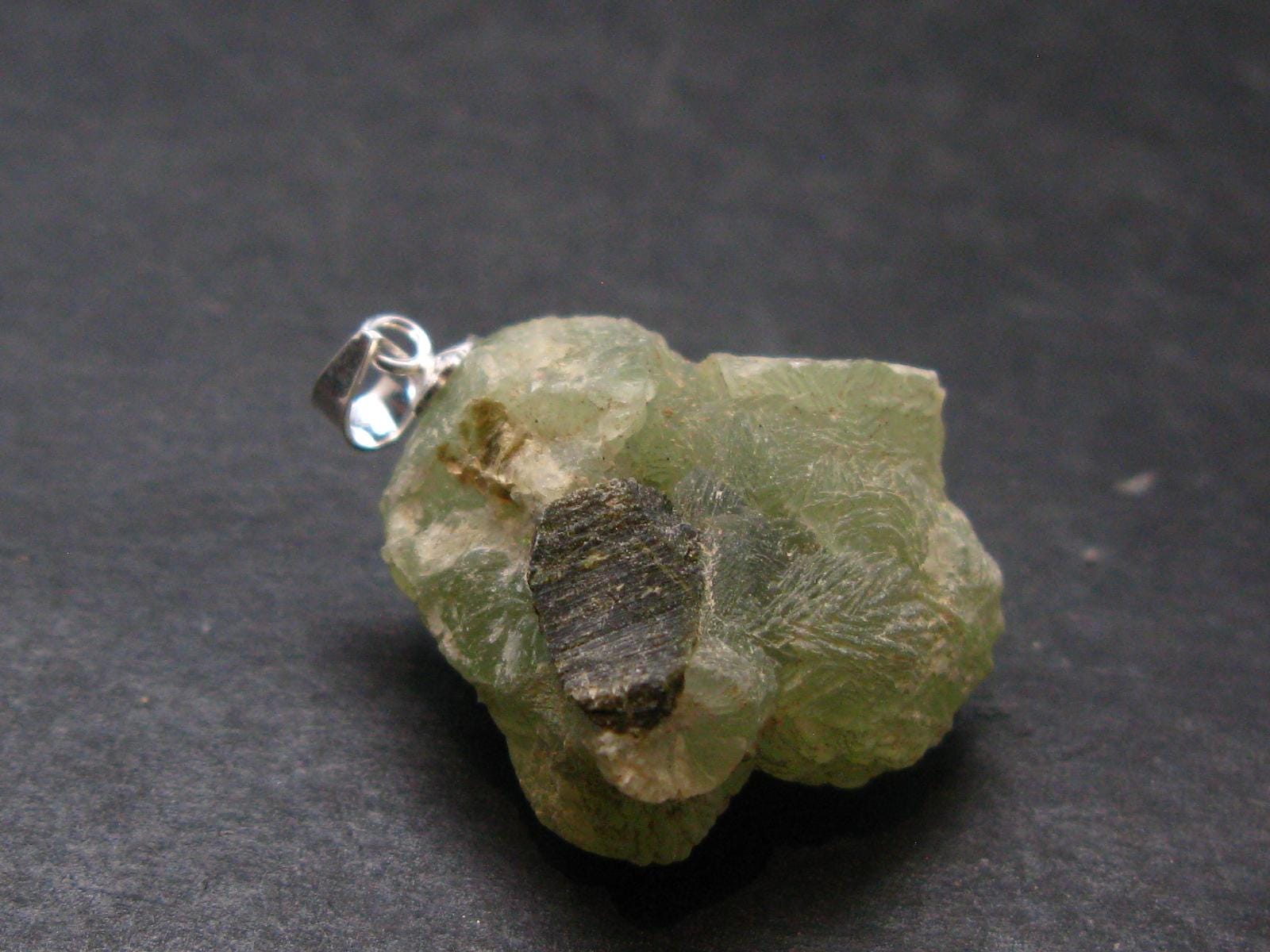 Complete Prehnite Sterling Silver Pendant From Mali - 1.2" - 9.52 Grams
