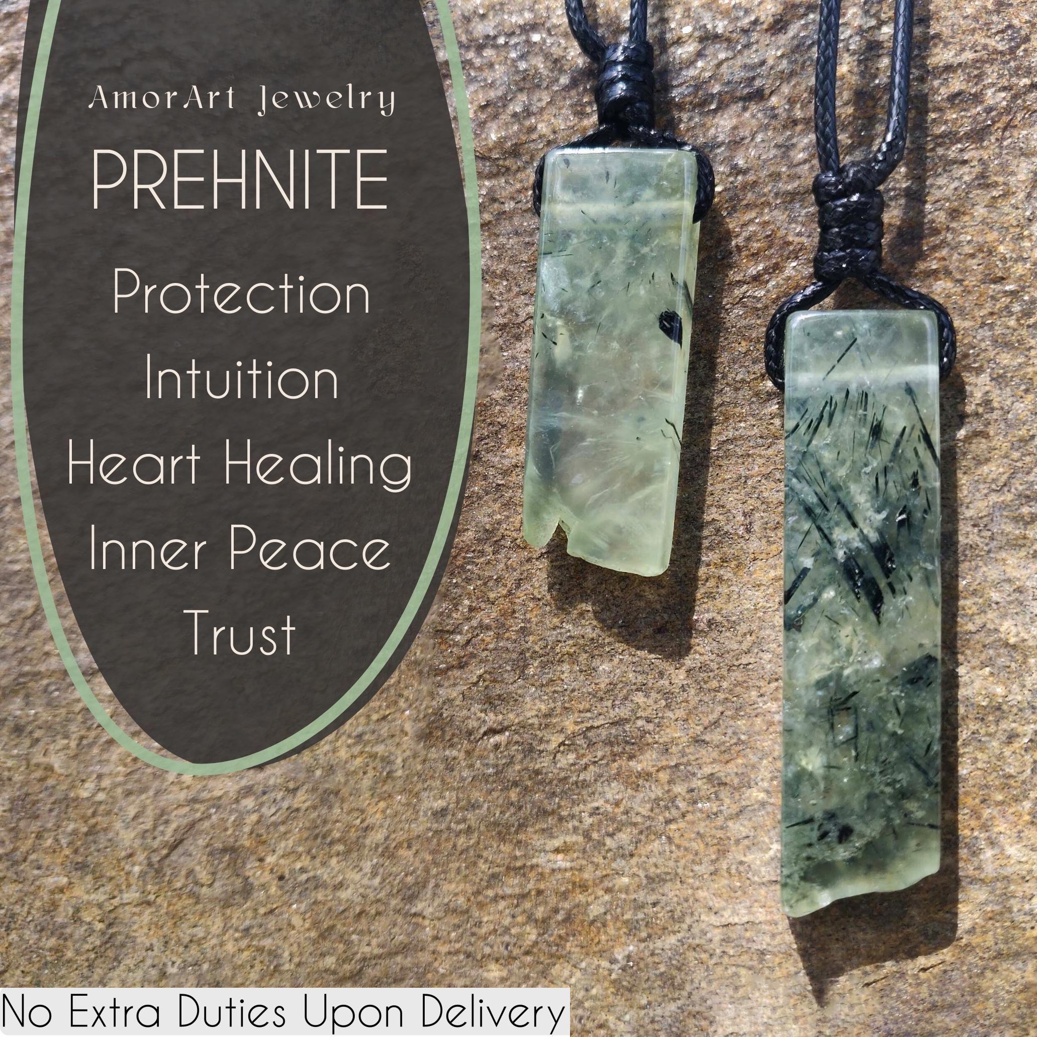 Prehnite Crystal Pendant For Men / Women, Surfer Necklace, Green Gemstone Jewelry, Yoga & Spiritual Gifts For Friend, Metaphysical Jewelry