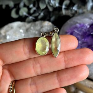 Faceted Golden Prehnite Pendant Necklace, .925 Sterling Silver