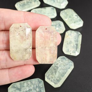 Green Facted Octagon Prehnite Pendant Grade Aa Genuine Natural One Of A Kind Gemstone
