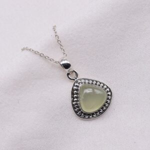 Green Prehnite Pear Pendant: 925 Sterling Silver Gemstone Jewelry