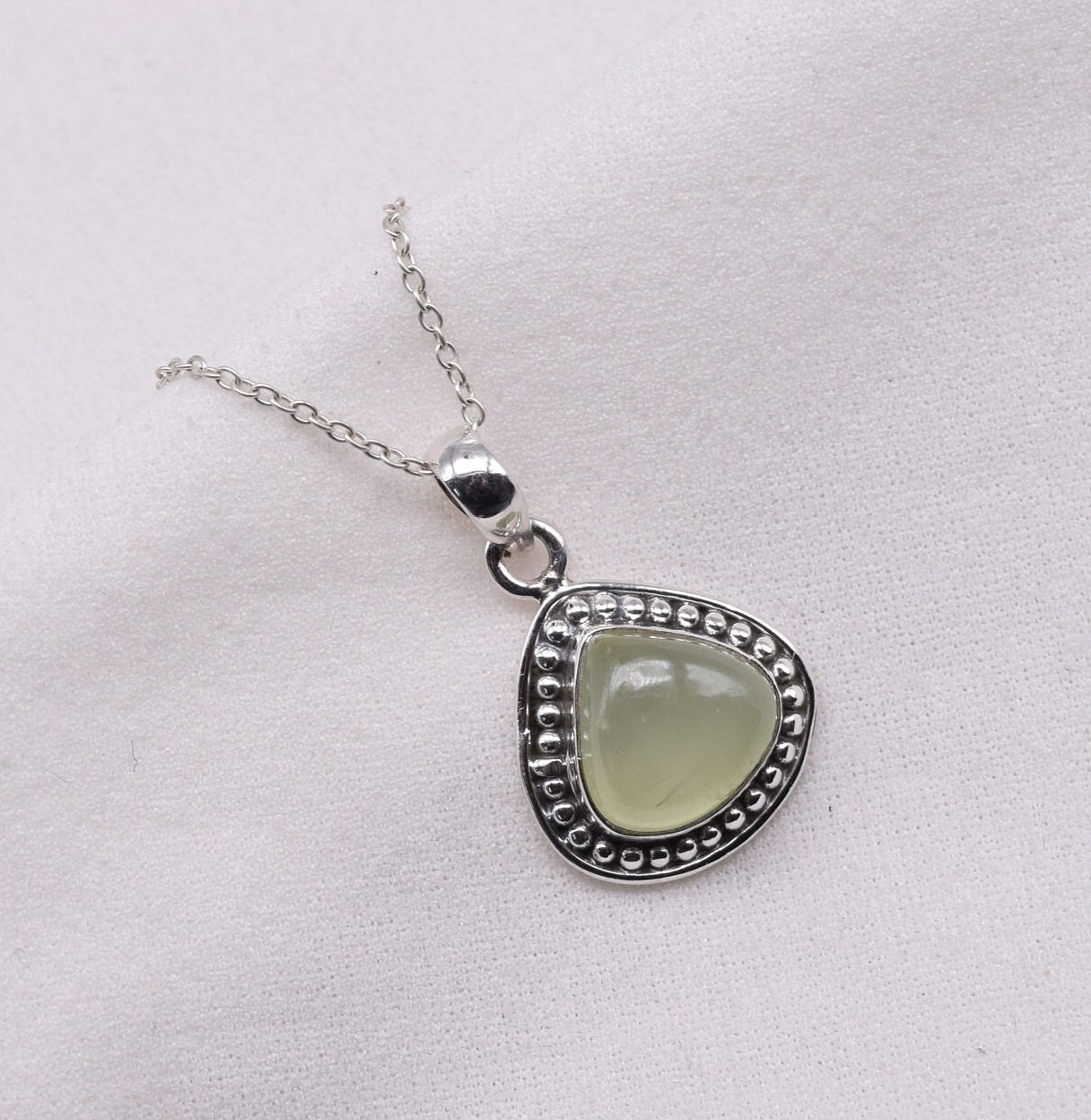 Green Prehnite Pear Pendant: 925 Sterling Silver Gemstone Jewelry