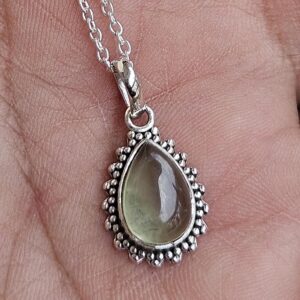 Green Prehnite Sterling Silver Pendant: Stone Of Prophecy