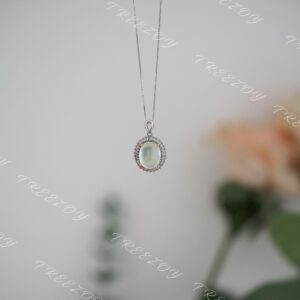 Real Natural Prehnite Necklace, Handmade Sterling Silver Pendant Necklace For Woman,
