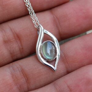 Handmade Sterling Silver Prehnite Pendant: Lucky Green Quartz Jewelry