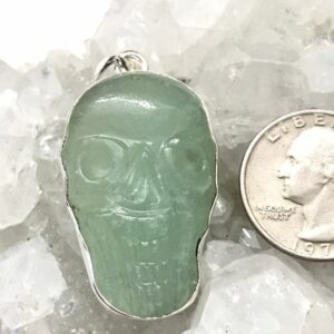 Huge Prehnite Skull Pendant
